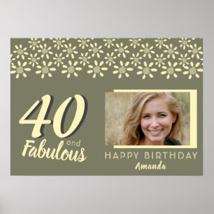 40 & Fabulous Yellow Daisy Flower Watercolor Photo Poster