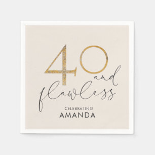 40 & Flawless Blush Pink Gold & Grey Personalized Napkin