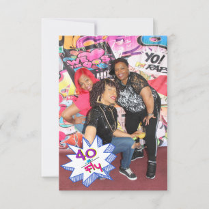 40 & Fly   Hip Hop 40th Birthday Photo Thank You Card