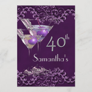 40 fortieth elegant vintage purple invitation