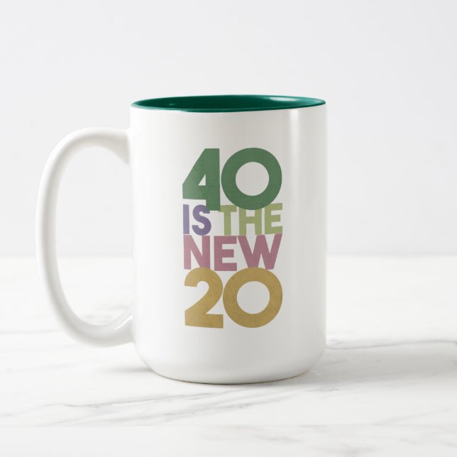 40 is the New 20 - 40th Birthday Essentiale Coffee Two-Tone Coffee Mug (Left)