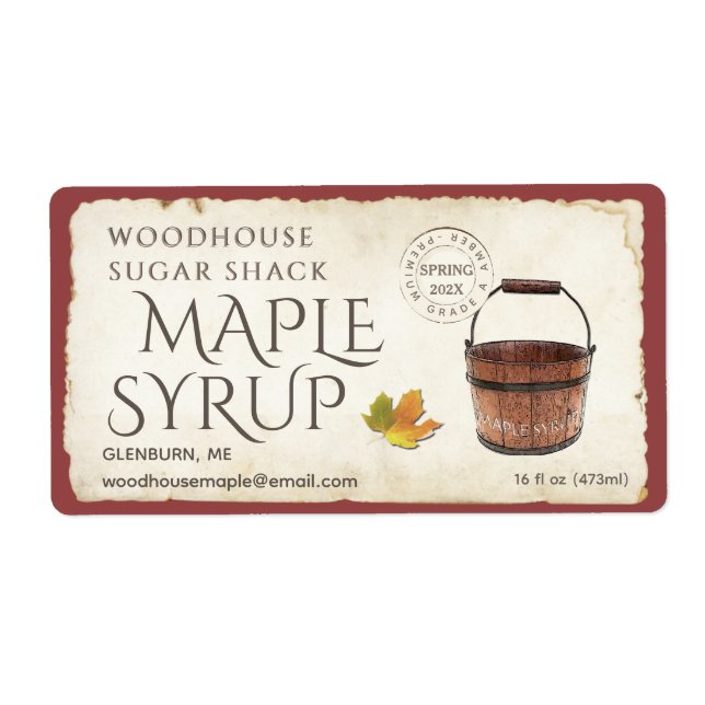 40 Labels Maple Syrup Sap Bucket Leaf Postmark     (Front)