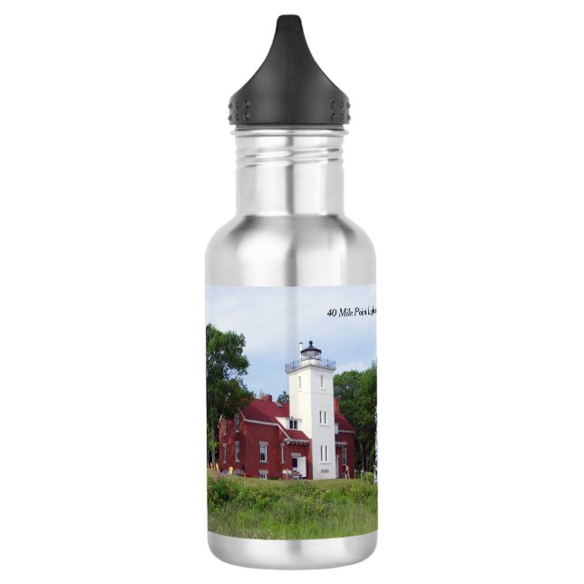 40 Mile Point Lighthouse 2 pict. water bottle (Left)