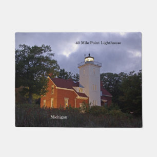 40 Mile Point Lighthouse at dusk door mat