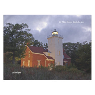 40 Mile Point Lighthouse at dusk table cloth