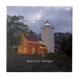 40 Mile Point Lighthouse at dusk tile