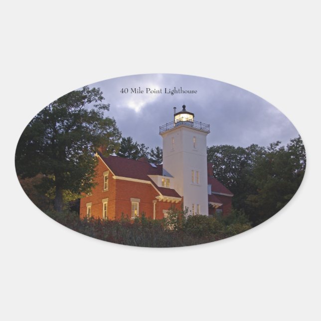 40 Mile Point Lighthouse dusk sticker (Front)