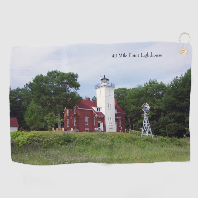 40 Mile Point Lighthouse golf towel (Horizontal)