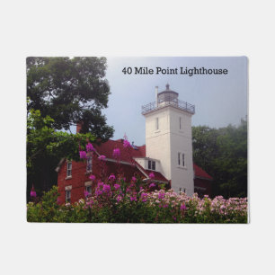 40 Mile Point Lighthouse spring door mat