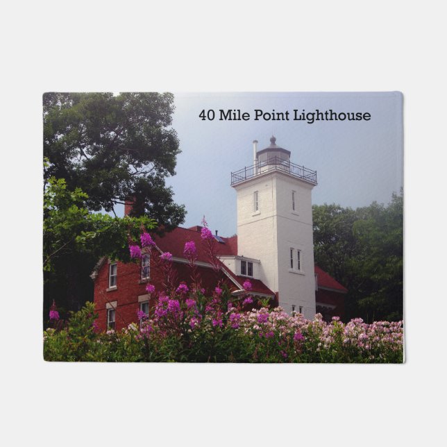 40 Mile Point Lighthouse spring door mat (Front)