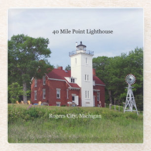 40 Mile Point Ligthouse glass coaster