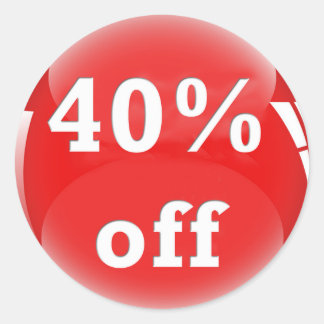 40% Off (Percent) Round Glossy Sticker