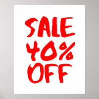 40% Off Sale Sign, Red Retail Store Signage, Large