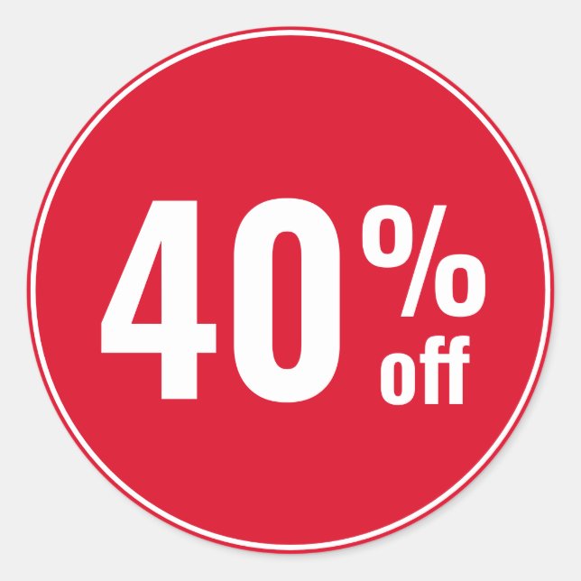 40 Percent off Discount Sale Classic Round Sticker (Front)