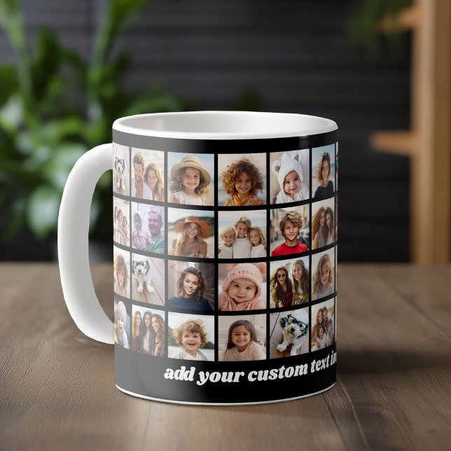 40 Photo Collage - 4 Rows 10 Columns - Script Name Coffee Mug (Custom Photo Mug)