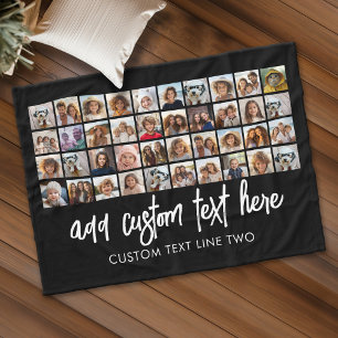 40 Photo Collage - 4 Rows 10 Columns - Script Name Fleece Blanket