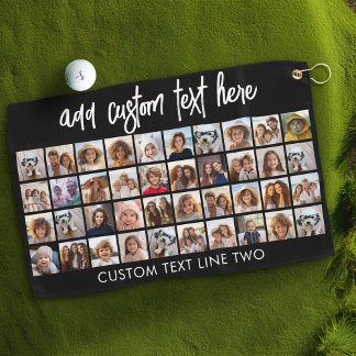 40 Photo Collage - 4 Rows 10 Columns - Script Name Golf Towel