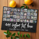 40 Photo Collage - 4 Rows 10 Columns - Script Name Kitchen Towel<br><div class="desc">This trendy collage party design includes a place for forty pictures or life highlights. The optional script text on the bottom can be used for names,  events,  dates and more!
If you need to adjust the artwork or change the background colour,  click on the customize button and make changes.</div>