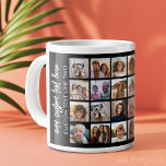40 Photo Collage - 4 Rows 10 Columns - Script Name Large Coffee Mug<br><div class="desc">A simple photo grid with lots of photos for all your phone pics. This trendy collage party design includes a place for forty pictures or life highlights. The optional script text on the bottom can be used for names, events, dates and more! If you need to adjust the artwork or...</div>