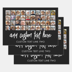40 Photo Collage - 4 Rows 10 Columns - Script Name Wrapping Paper Sheet