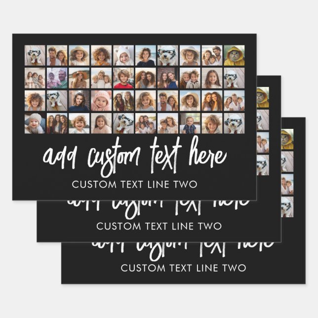 40 Photo Collage - 4 Rows 10 Columns - Script Name Wrapping Paper Sheet (Set)