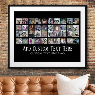 40 Photo Collage - 4 Rows 10 Columns - Script text Poster