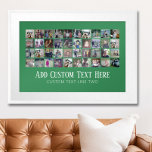 40 Photo Collage - 4 Rows 10 Columns - Script text Poster<br><div class="desc">This trendy collage party design includes a place for forty pictures or life highlights. The optional script text on the bottom can be used for names,  events,  dates and more!
If you need to adjust the artwork or change the background color,  click on the customize button and make changes.</div>