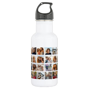40 Photo Collage - 4 Rows 10 Columns - White 532 Ml Water Bottle