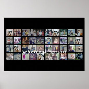 40 Photo Collage - 4 Rows 10 Columns - White Text Poster
