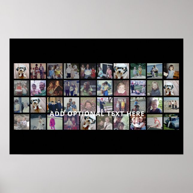 40 Photo Collage - 4 Rows 10 Columns - White Text Poster (Front)