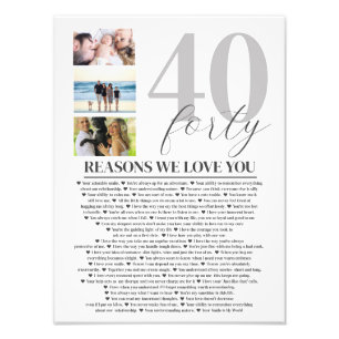 40 Raisons Nous Vous Aimons Poster D'Art Cadeau