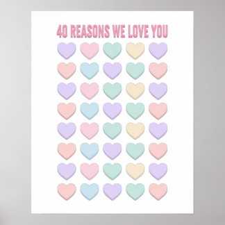 40 reasons We love You - 40th Birthday Gifts Poster