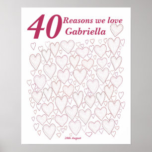 40 Reasons We Love You - 40th Birthday Party Poster