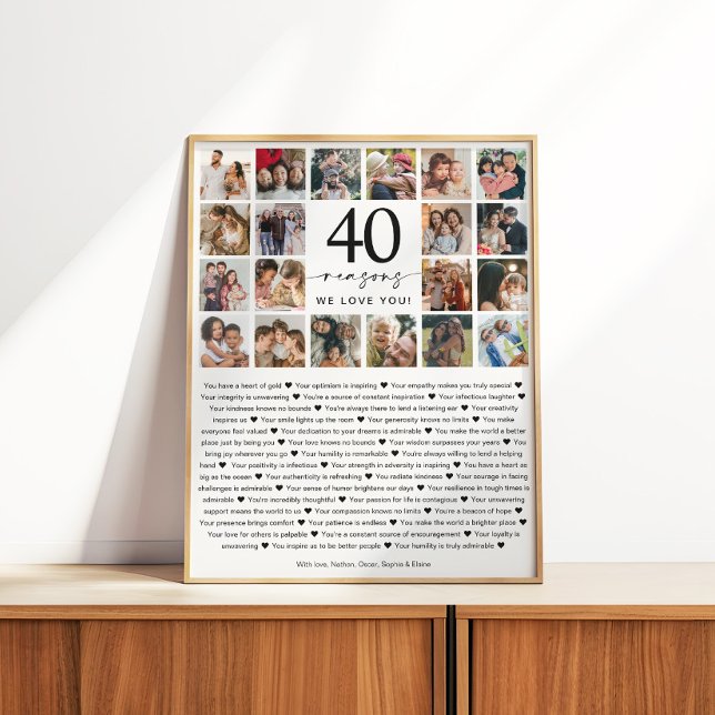 40 Reasons We Love You Photo Collage Keepsake Gift Poster (Creator Uploaded)