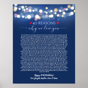 40 reasons why I love you blue lights Poster
