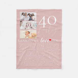 40 reasons why we love you 80th 60th birthday 40th fleece blanket