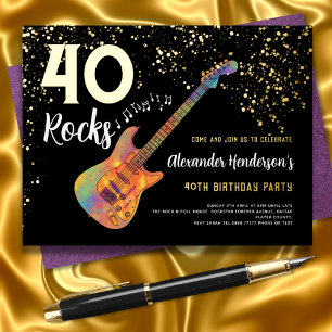 40 Rocks 40th Birthday Party Gold Glitter