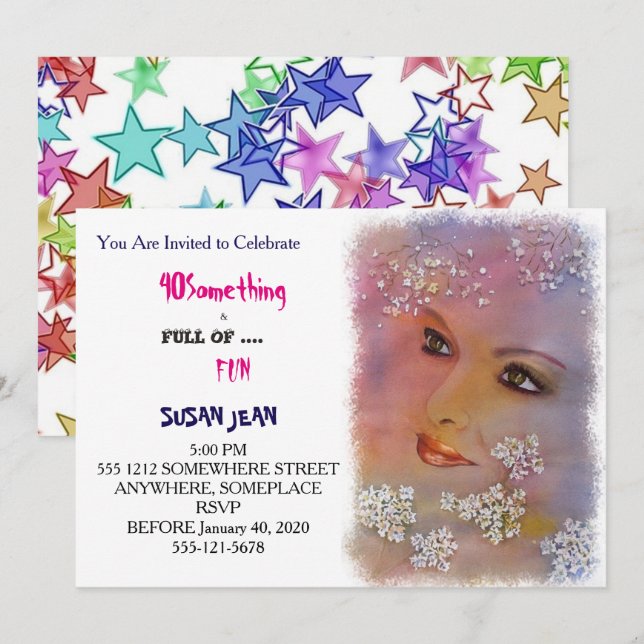 40 SOMETHING & Full of Fun Beautiful Invitation (Front/Back)