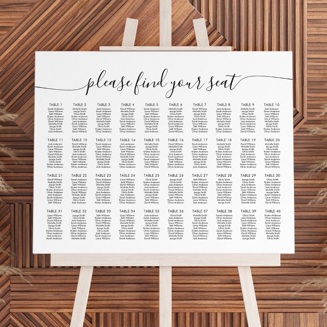 40 Tables Large Find Your Seat Seating Chart (Creator Uploaded)