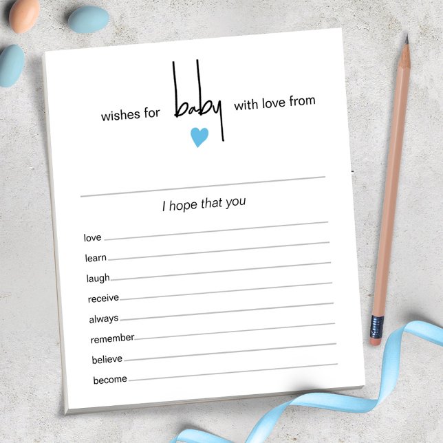 40 Tear Off Pages Wishes For Baby Boy Shower Game Notepad (Creator Uploaded)