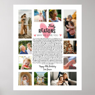 40 things I love about you photo collage Poster