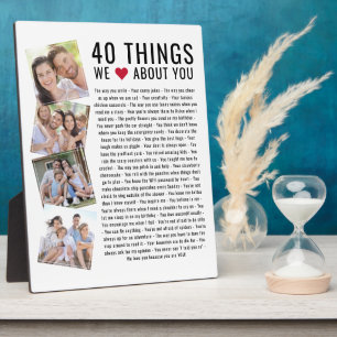 40 Things We Love About You   Birthday List Plaque