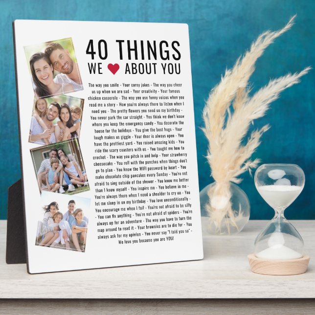 40 Things We Love About You | Birthday List Plaque (Side)