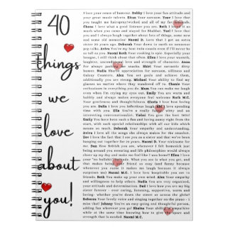 40 things we love about you! notebook