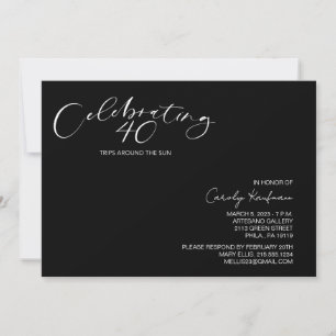 40 Trips Around the Sun Modern Birthday Party Invi Invitation