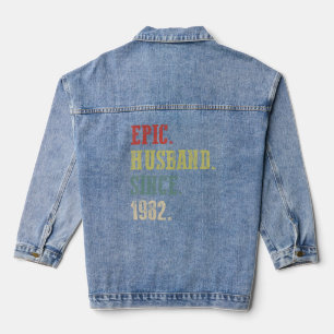 40 Wedding Aniversary  Him  Epic Husband Since 198 Denim Jacket