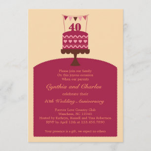 40 Wedding Anniversary Cake Invitation