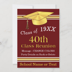 40 year Class Reunion Invitations, CHANGE COLORS Invitation