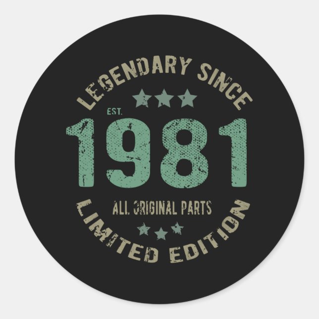 40 Year Old Bday Legend 40th Birthday Classic Round Sticker (Front)