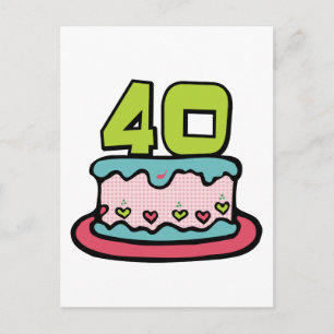 40 Year Old Birthday Cake Postcard